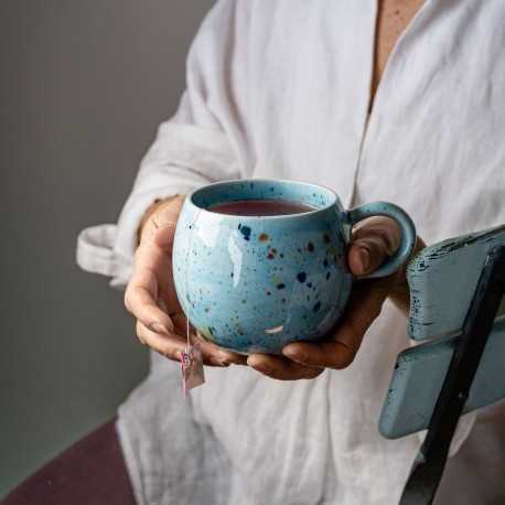 mug Collection Party bleu éclats colorés