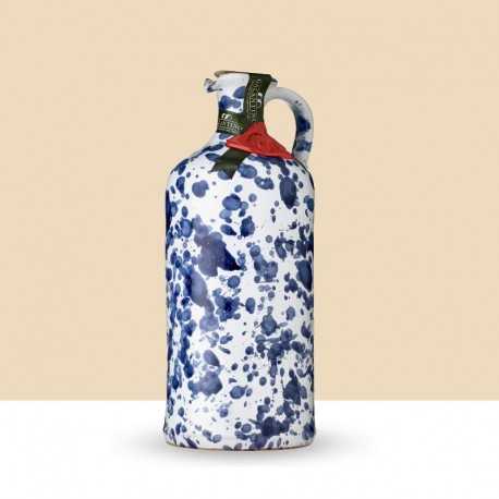 Huile d'olive extra vierge bouteille céramique - fantaisie bleue