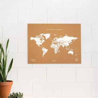 Carte du monde en liège 60 X 45