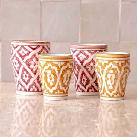 Tasse Beldi Fassia Aubergine (Lot 2 grandes) & Paille (2 Moyennes) 