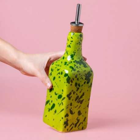 Bouteille d'Huile en Céramique Faite à la Main – Modèle Mojito (475 ml)