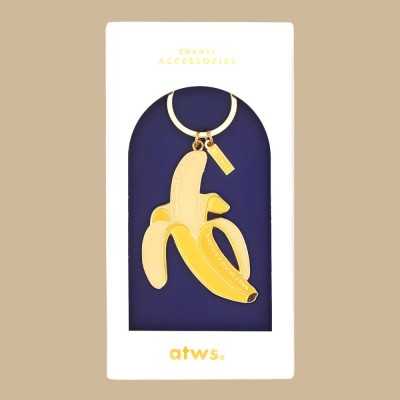 Porte-clés Banane Émail et Finition Dorée