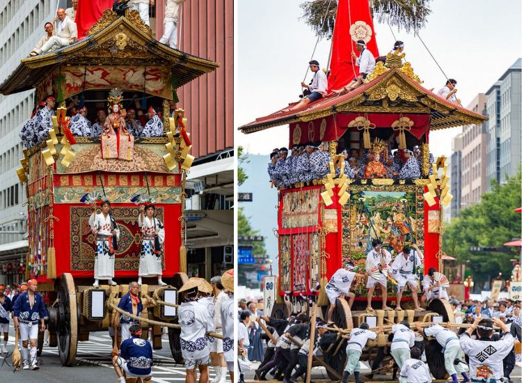 Char traditionnel au festival de Gion au Japon