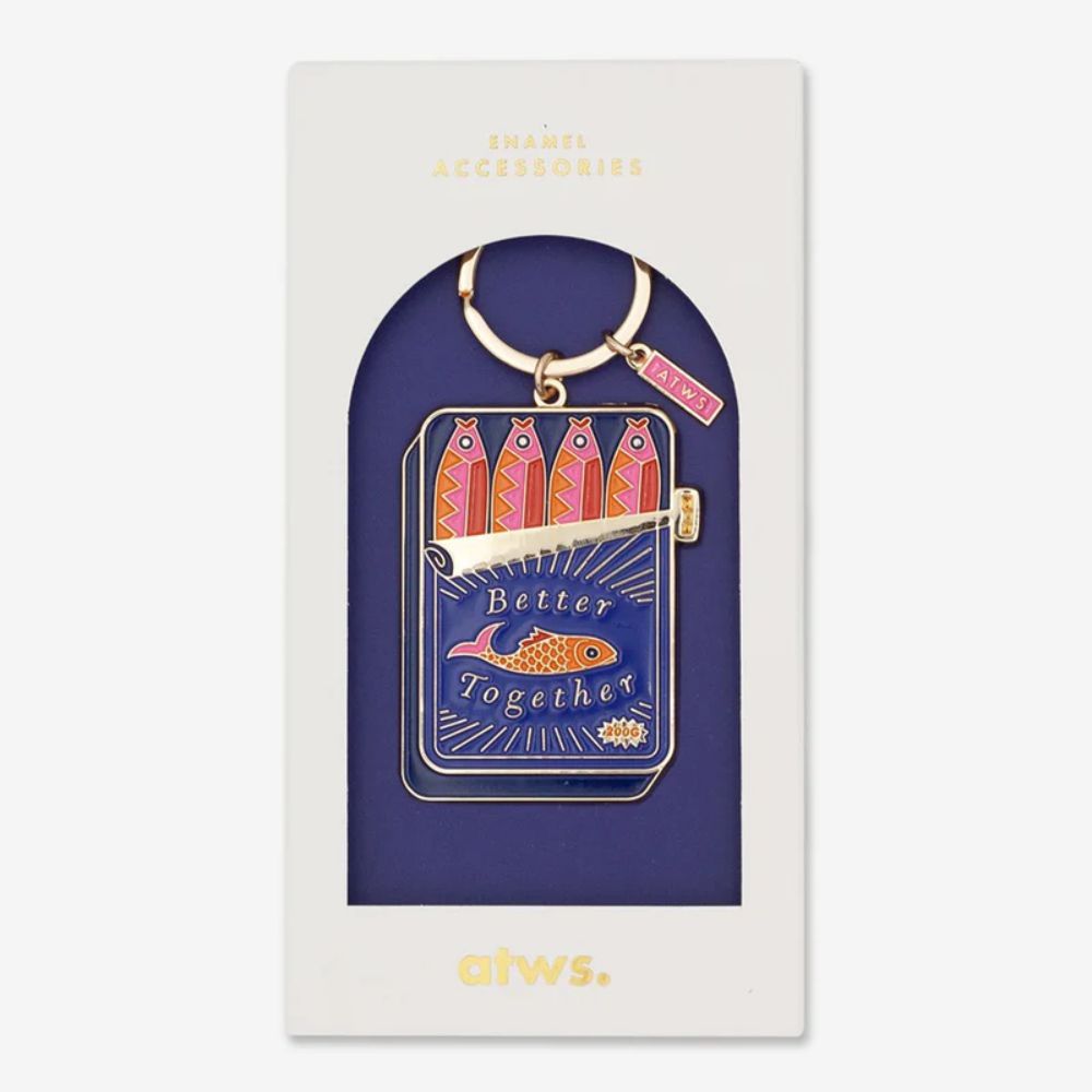Porte-clés Better Together en émail bleu et rose avec finition dorée