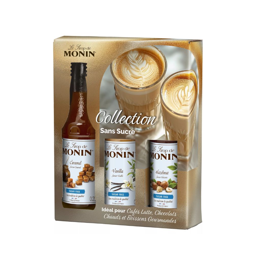 Coffret MONIN Sans Sucre – 3 sirops de 25 cl pour cafés et lattes