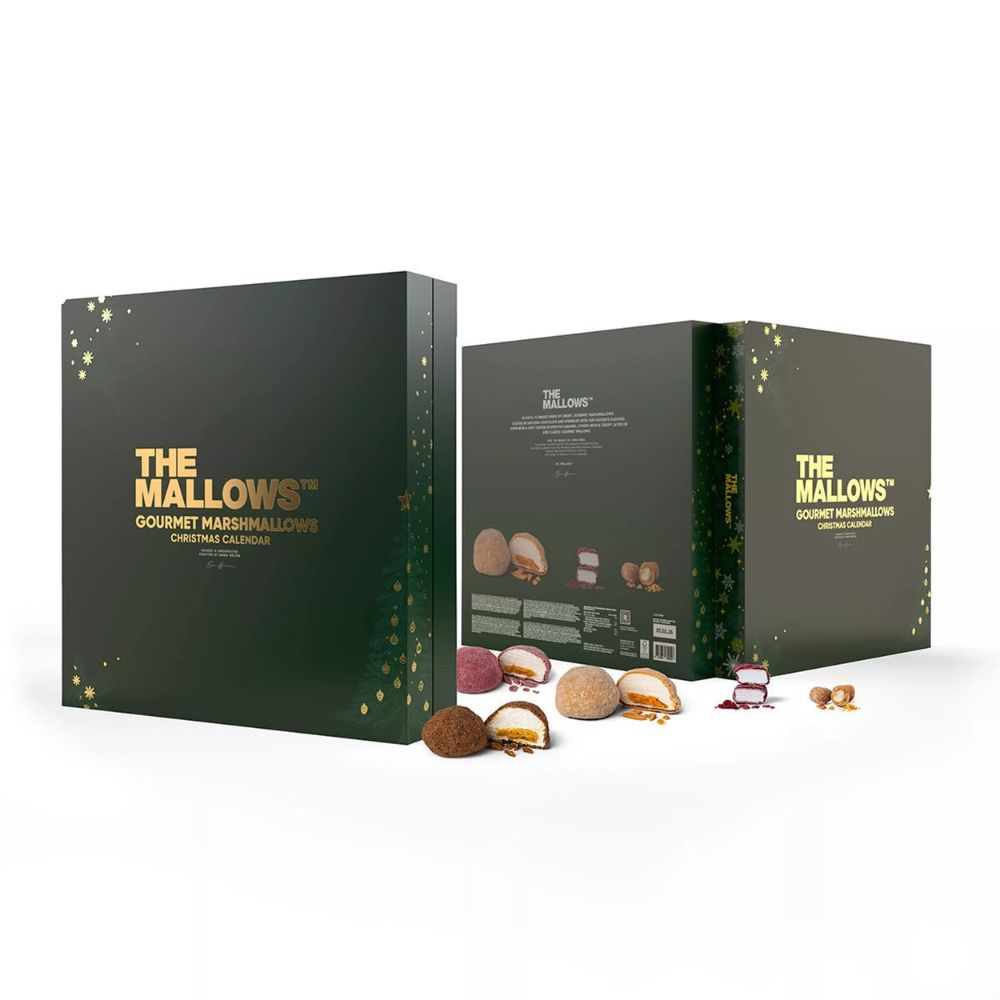calendrier de Noël aux guimauves – coffret vert et doré