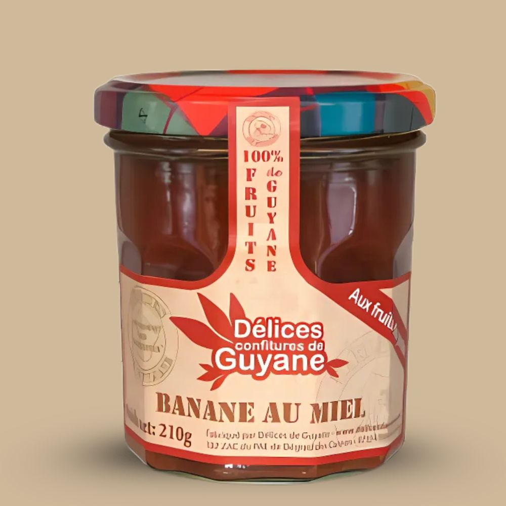 Confiture artisanale de banane et miel sur tartine