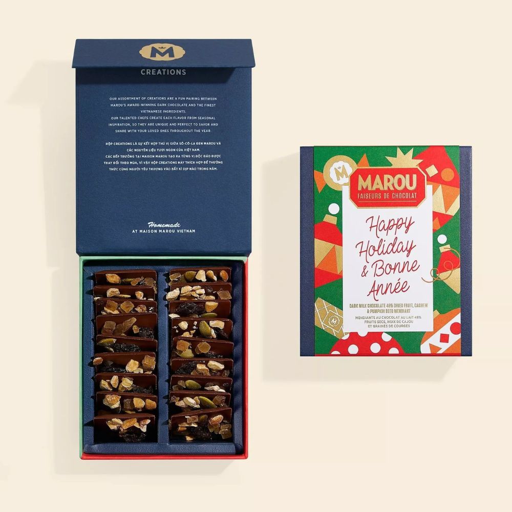 Mendiant chocolat au lait 48% cajou et fruits secs – Édition Noël