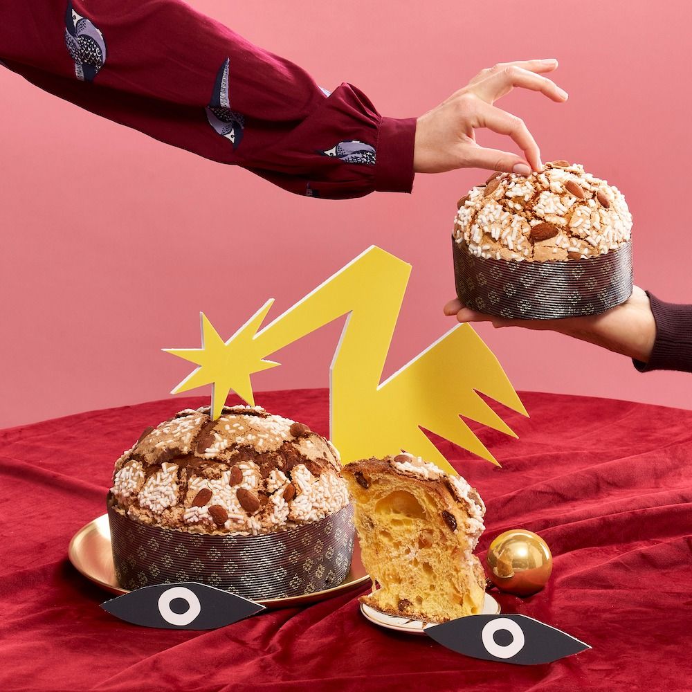 Panettone glacé artisanal avec glaçage aux noisettes