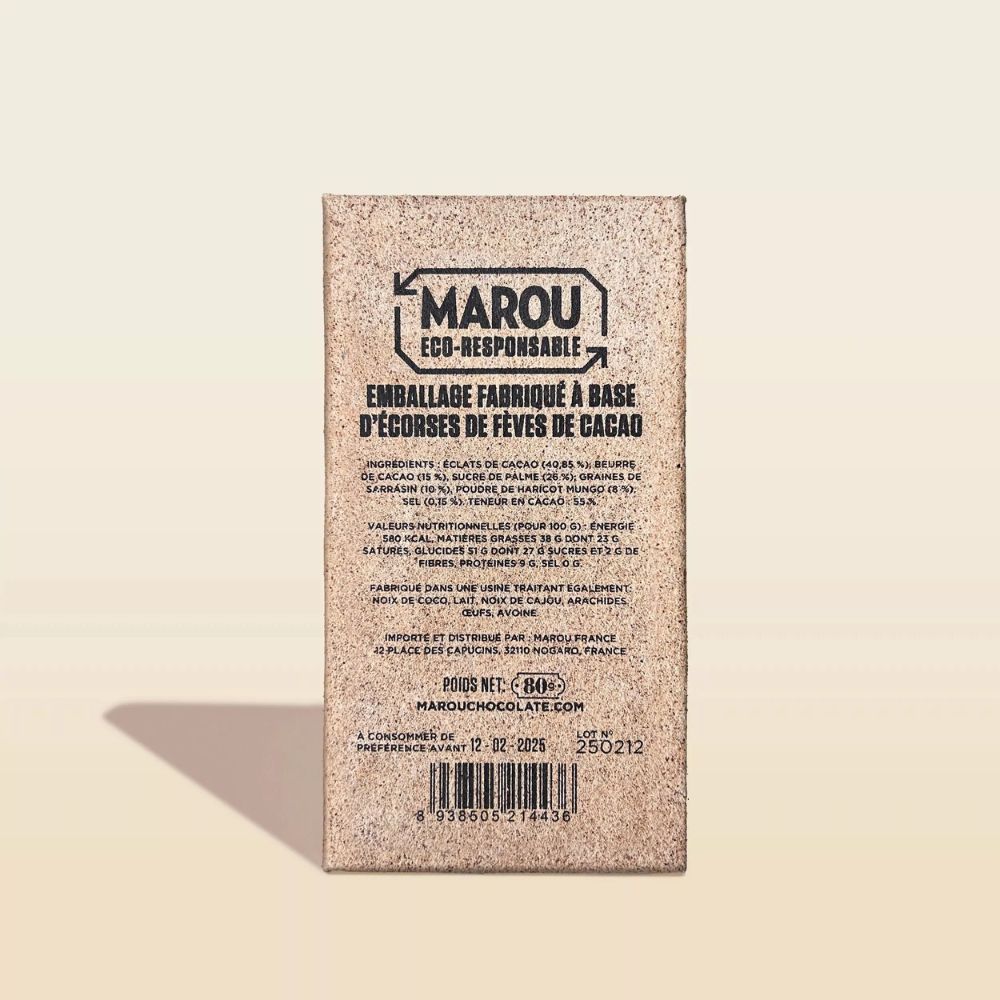 Tablette chocolat noir 55% Grand Cru Vietnam au sarrasin torréfié