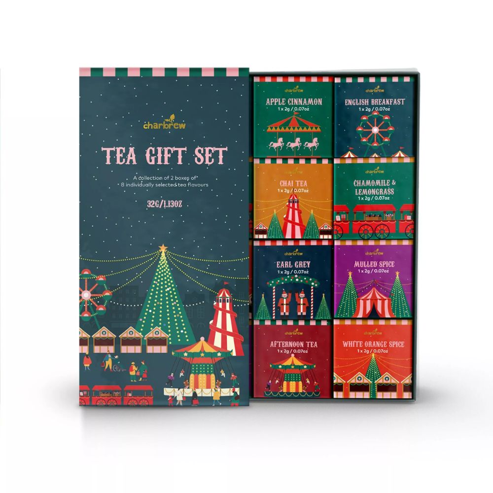 coffret cadeau thé festif illustré noël