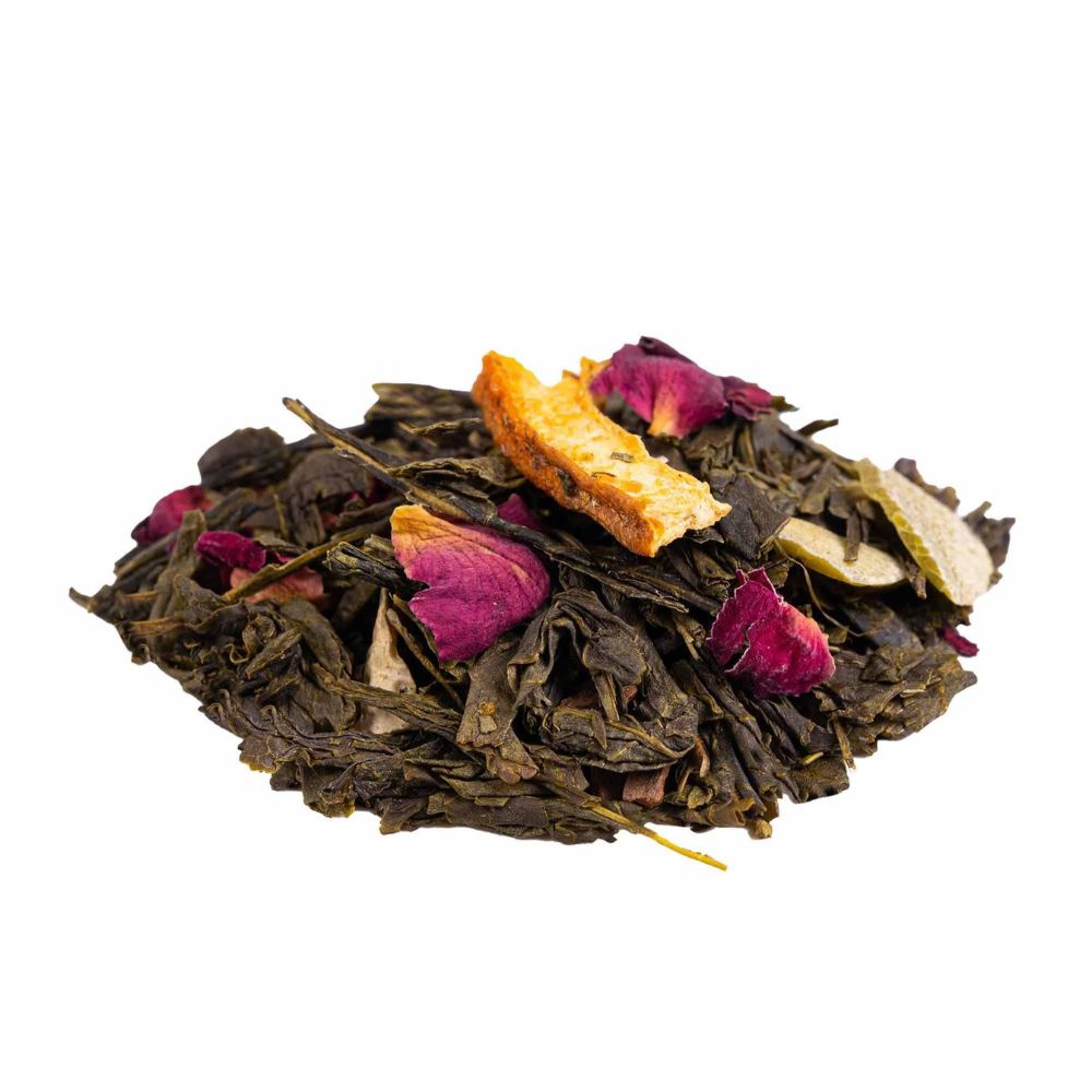 Thé vert “Sencha de Noël” – orange, cannelle et vanille