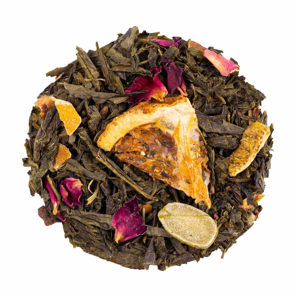 thé vert “Sencha de Noël” – orange, cannelle et vanille