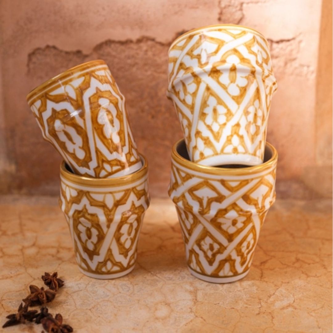 Tasse Beldi Fassia Aubergine Lot 2 grandes et Paille 2 Moyennes