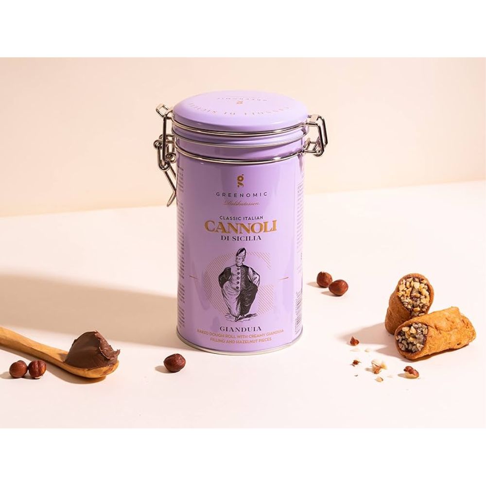 Boîte cannoli gianduia Greenomic | Biscuit sicilien fourré crème noisette