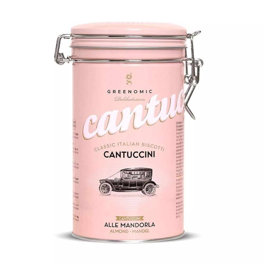 Boîte cantuccini aux amandes Greenomic | Biscotti italiens artisanaux en boîte rose