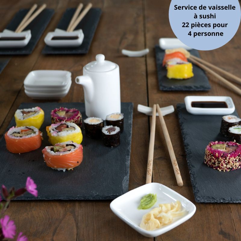 Service de vaisselle à sushi 22 pièces pour 4 personnes